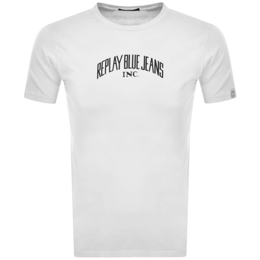 Alternative Image for ProductReplay Logo Crew Neck T Shirt White1